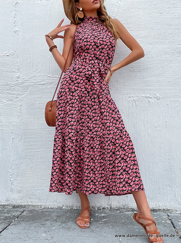 Elegantes Sommer Maxi Kleid für Damen Ärmelloses Sommerkleid Rot