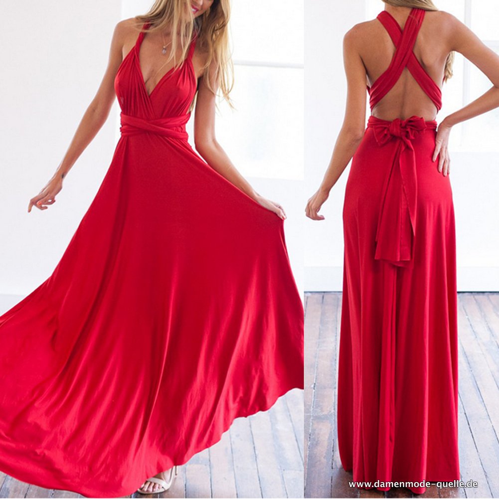 Elegantes Sommerkleid Maxi Wickelkleid in Rot