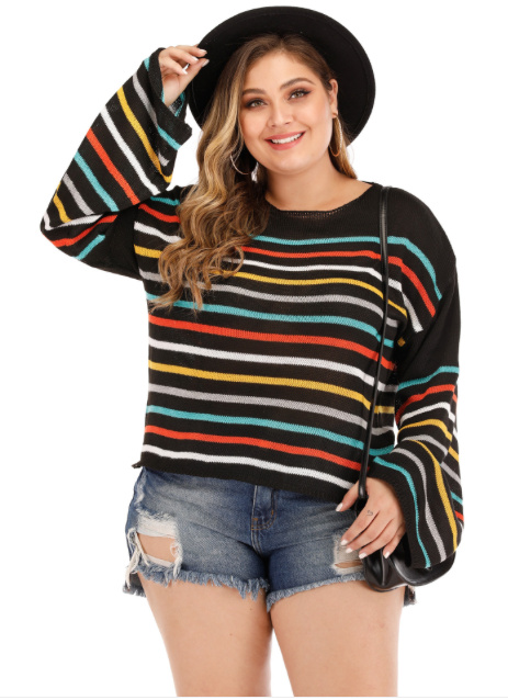 Fashion Langarm Strick Pullover bis 3XL 