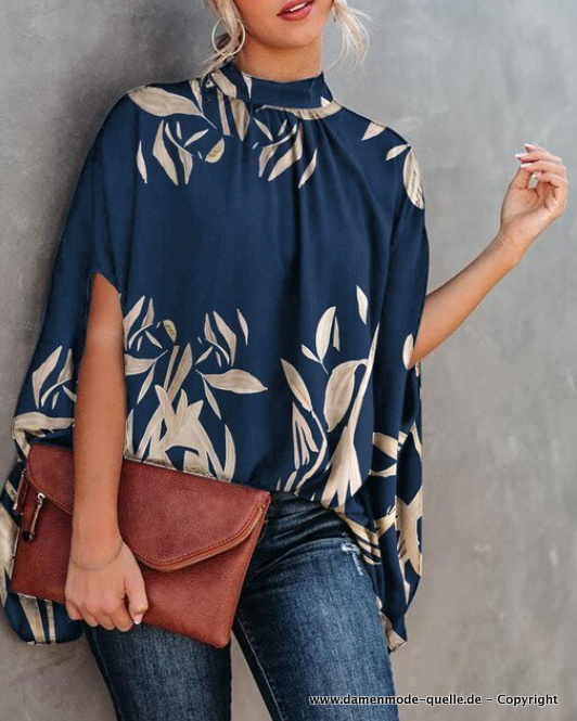 Fashion Print Sommer Tunika Blau