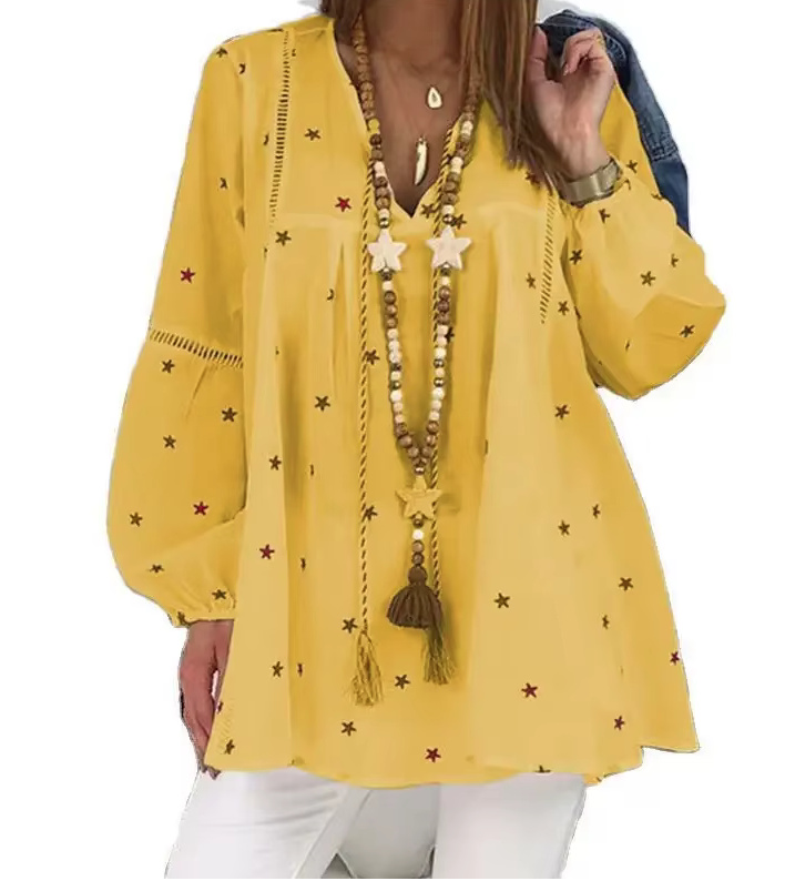 Fashion Tunika 2025 in Gelb mit Strenchen bis 5XL