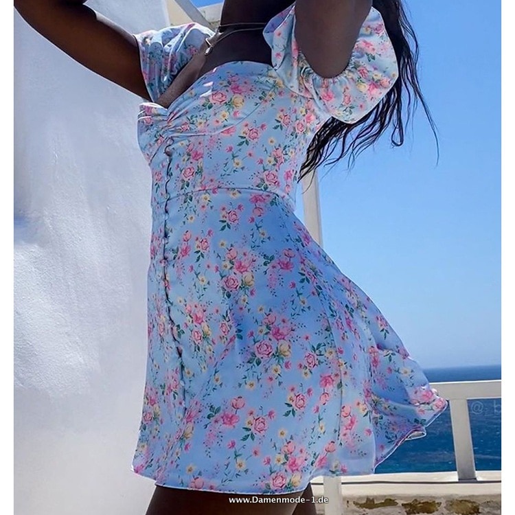 Französisches Sommer Kleid mit Blumen und Bläschen Muster 2023