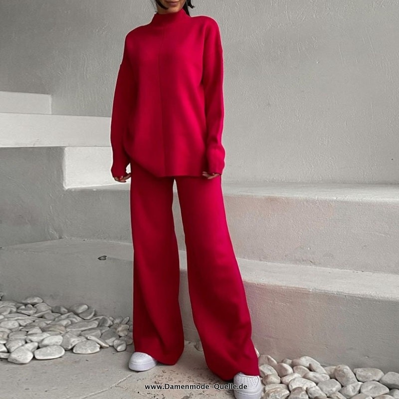 Freizeitanzug Rot mit Breitem Bein - Outfits