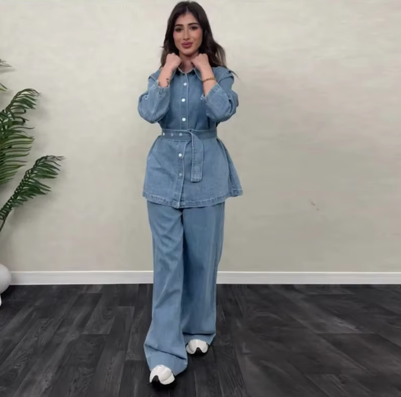 Frühling Sommer Damen Jeans Zweiteiler 2025 Hellblau