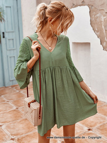 Hängerchen Sommerkleid mit Ärmel in Grün