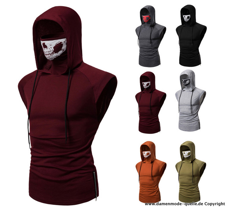 Herren Kaputten Ninja Shirt in 6 Farben mit Mundschutz