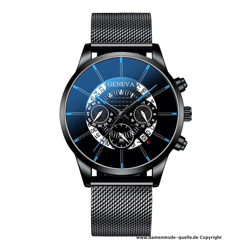 Herren Quarzuhr Mode Armbanduhr in Schwarz Blau