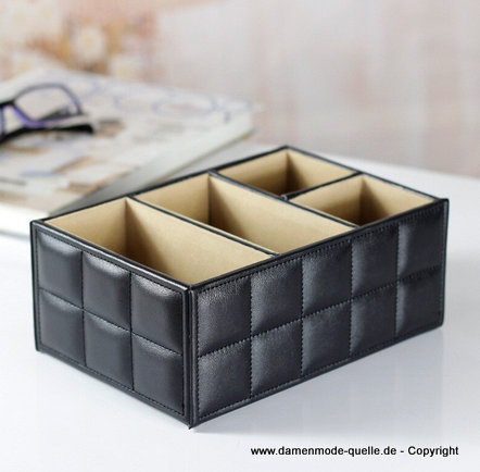 Holz Leder Make-Up Organizer Box