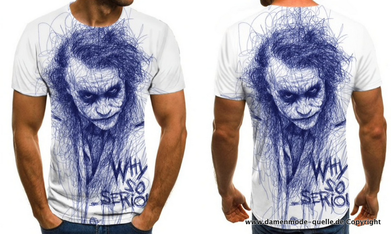 Joker Print Herren Sommer T-Shirt für Herren Weiß