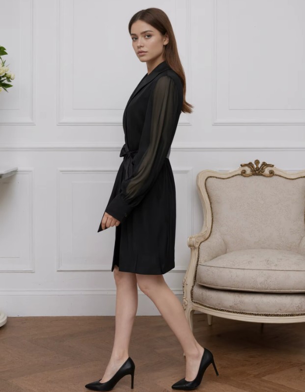 Knielanges Blazer Kleid Daisy in Schwarz Elegant