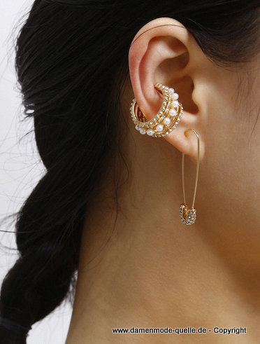 Kreative Perlen Strass Ohrringe im Set Modeschmuck 