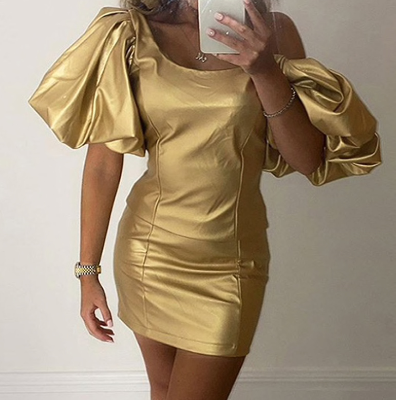 Kurzes Mini Bodycon Kleid Cocktailkleid in Gold