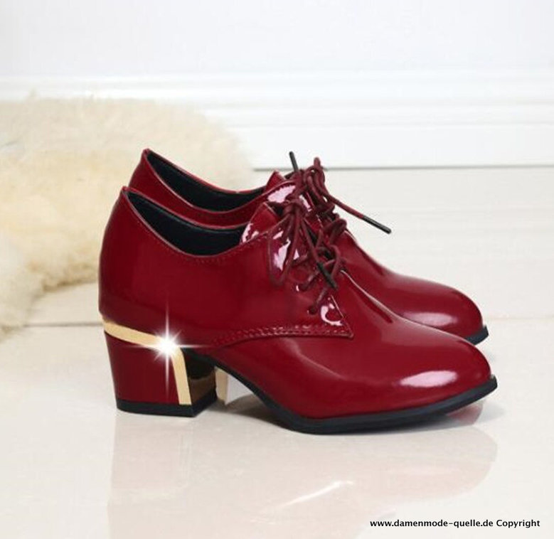 Lackleder Damen Halbschuhe Elegant in Rot