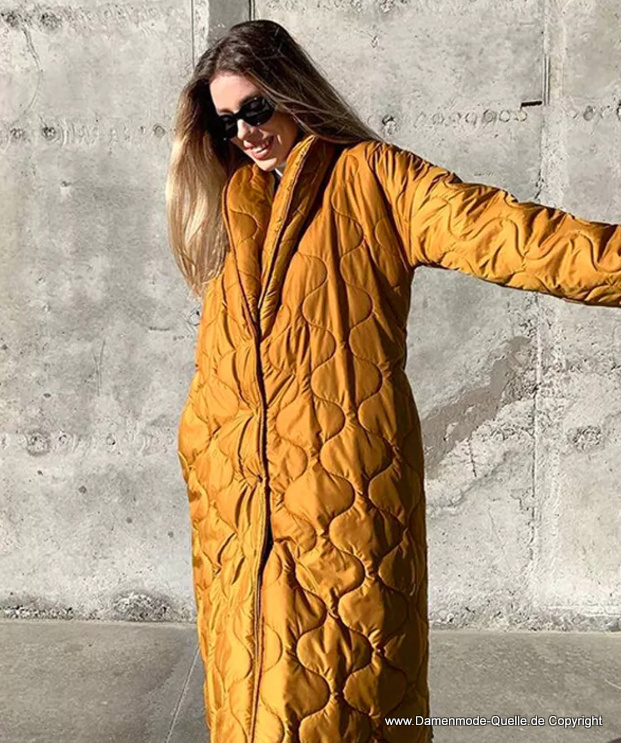 Lange Baumwolle Jacke Wintermantel für Damen in Gold