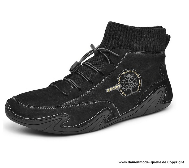 Leder Herrenschuhe Socken Schuhe in Schwarz