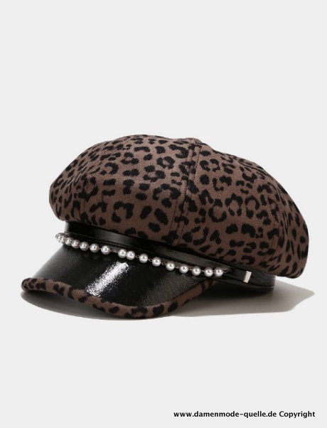 Leopard Print Damen Mütze Navy Cap
