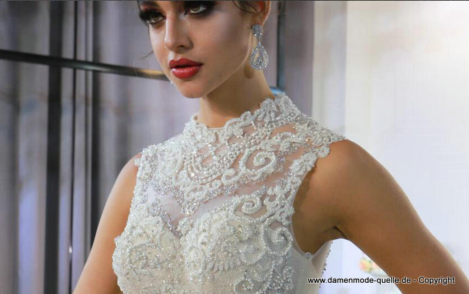 Luxus Brautkleid mit Perlen Bestickt