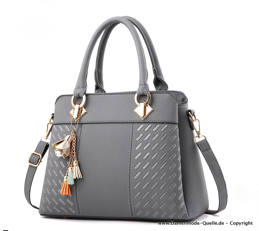 Luxus Leder Damen Handtasche 2023 Beate in Silber