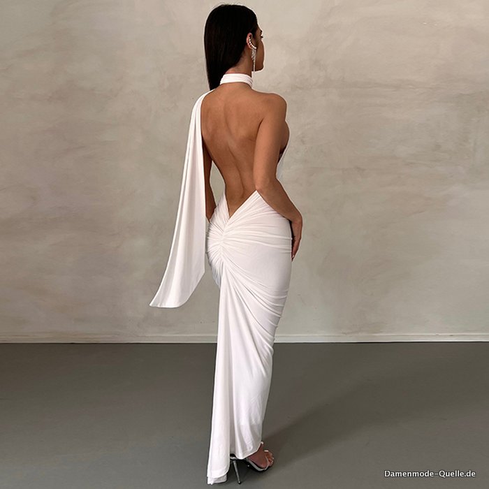 Maxi Sommer Elegantes Meerjungfrau Abendkleid in weiß