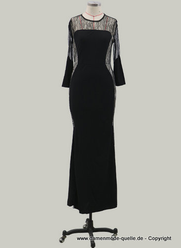 Meerjungfrau Abendkleid mit Spitze in Schwarz