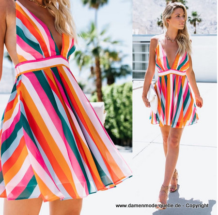 Multi Color A Linie Sommerkleid Kurz