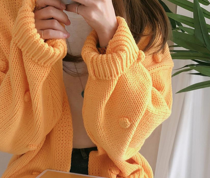 Nette Herbst Winter Pullover Strickjacke für Damen in Gelb