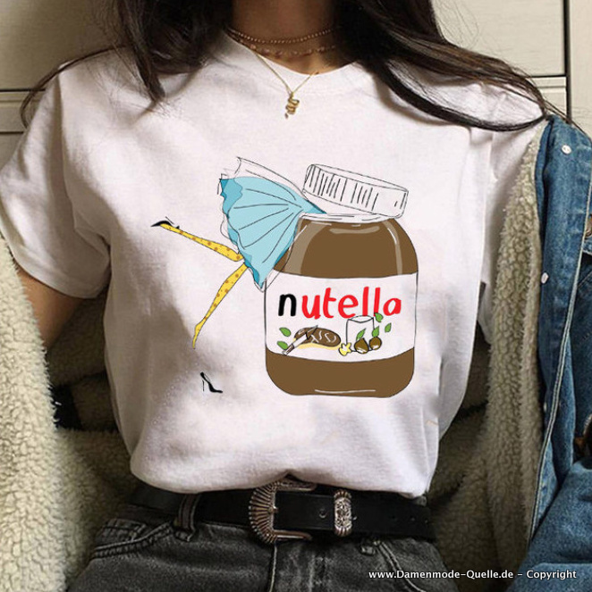 Nutella Print Damen T-Shirt in Weiss