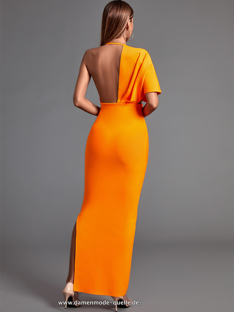 Orange Damen Bodycon Kleid Elegante Sexy Off Schulter