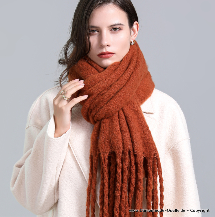 Oversize Kaschmir Winter Schal für Damen Bronzebraun