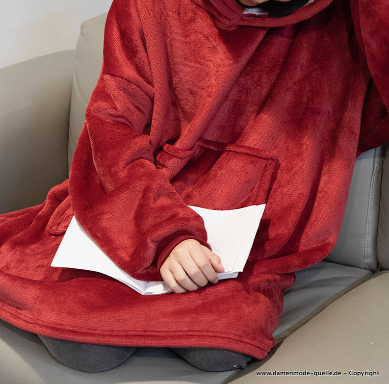 Oversize Winter Fleece Kuschel Pullover in Rot
