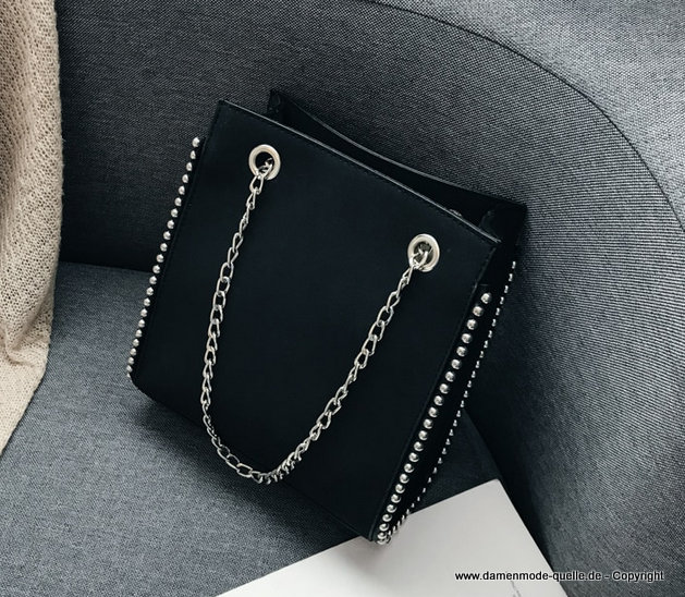 PU Leder Luxus Handtasche in Schwarz