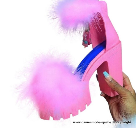 Pink Plüsch Plateau Sommer Sandalen für Damen