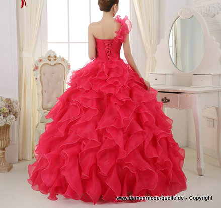 Prinzessin Abendkleid mit Rüschen und Raffungen