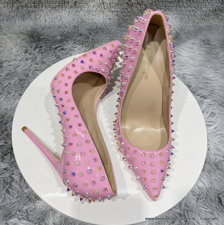 Punk Stiletto High Heels in Rosa Gr 34 - 44