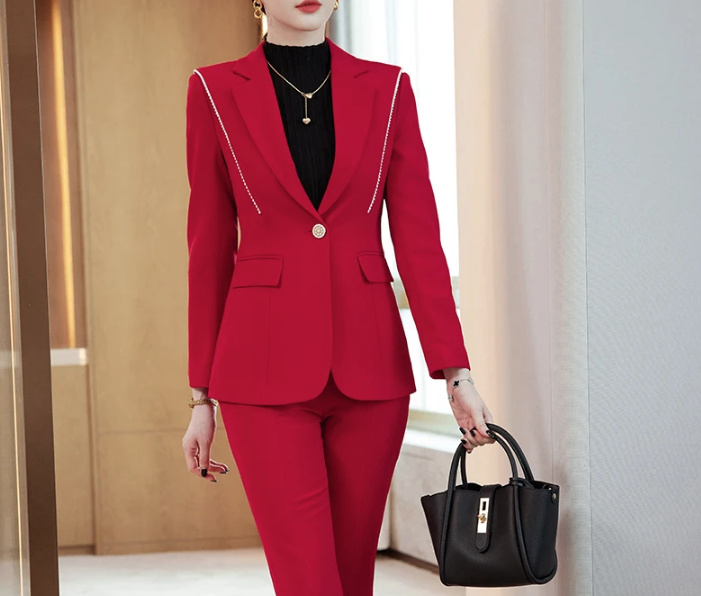 Roter Business Hosenanzug Elegant für Damen