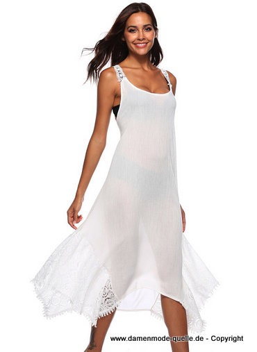 Rückenfreies Plus Size Sommerkleid in Weiss