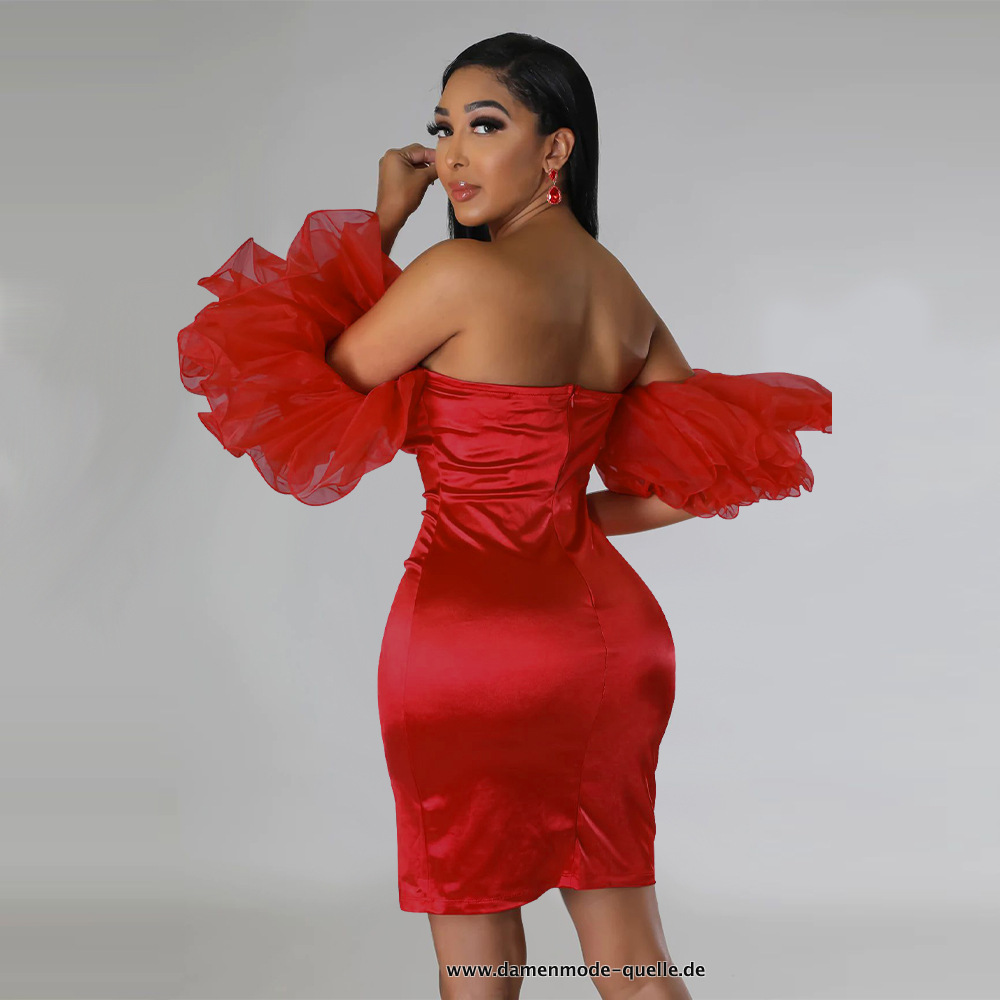 Satin Bodycon Midi Kleid Spanische Tage in Rot
