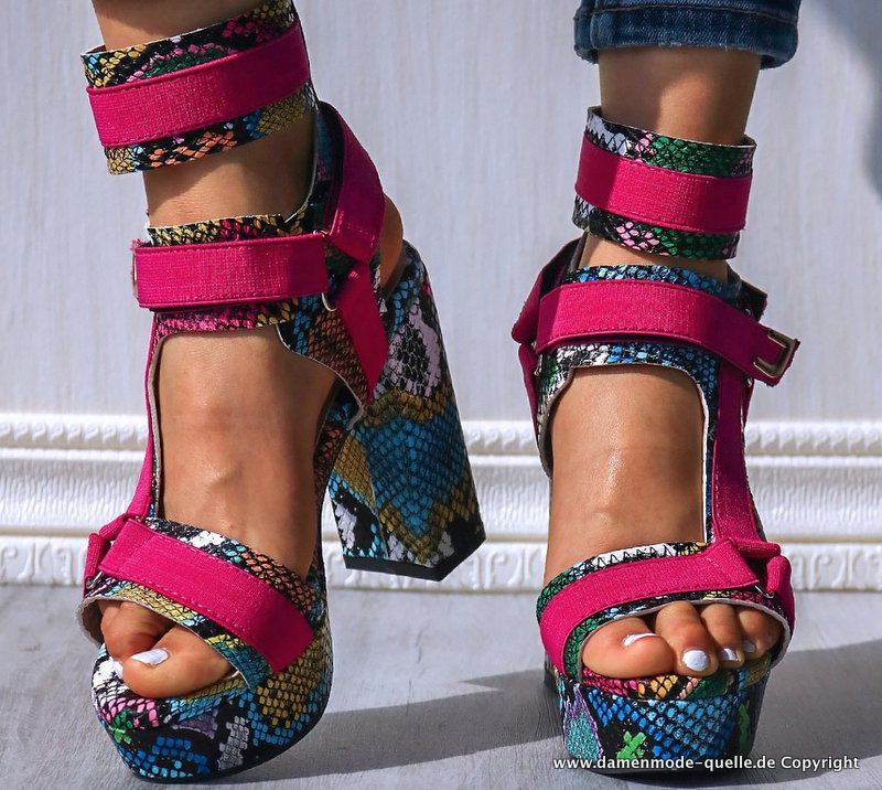 Schlangen Print Multicolor Bunte Sandalen für Damen