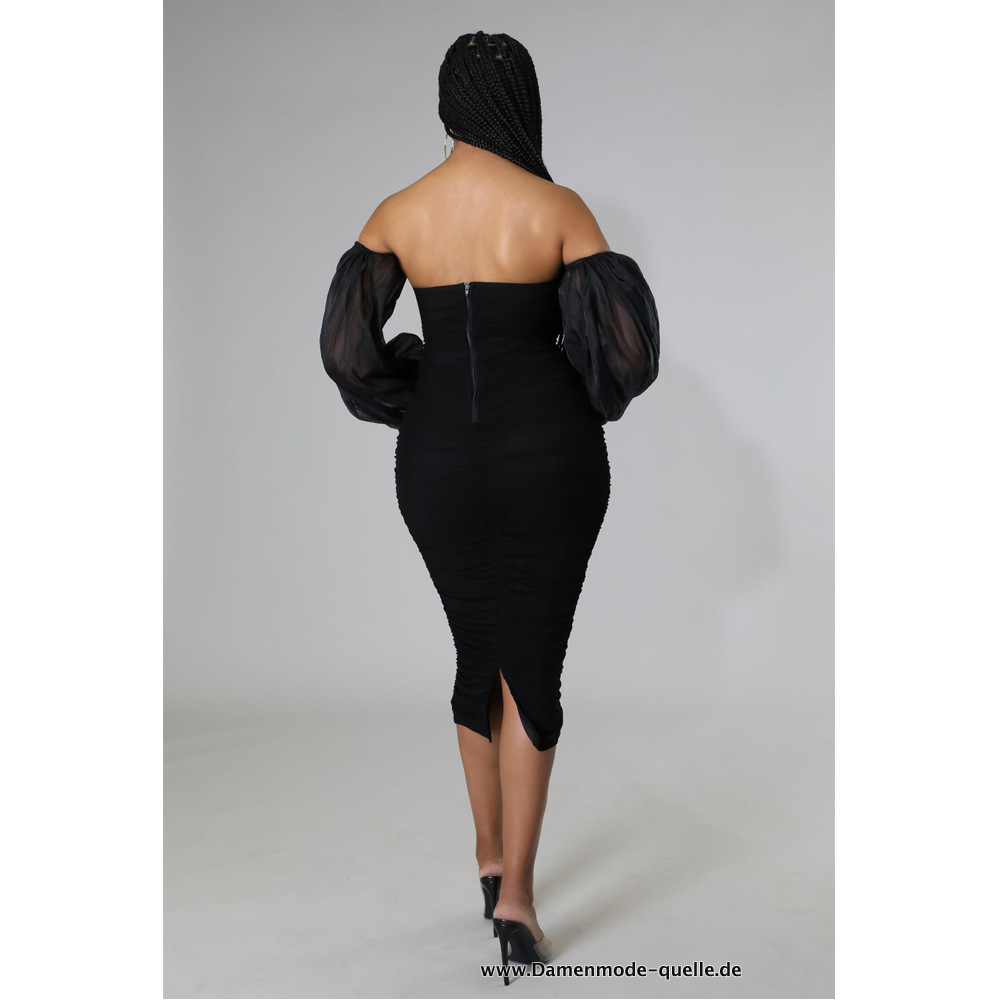 Schulterfreies Elegantes Bodycon Minikleid in schwarz