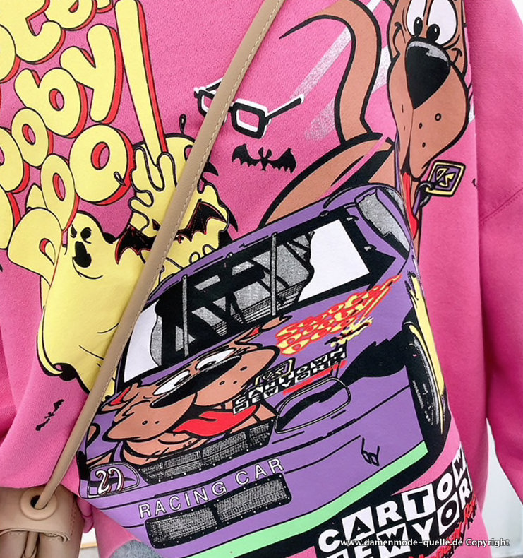Scooby Doo Cartoon Print Damen Pullover in Pink