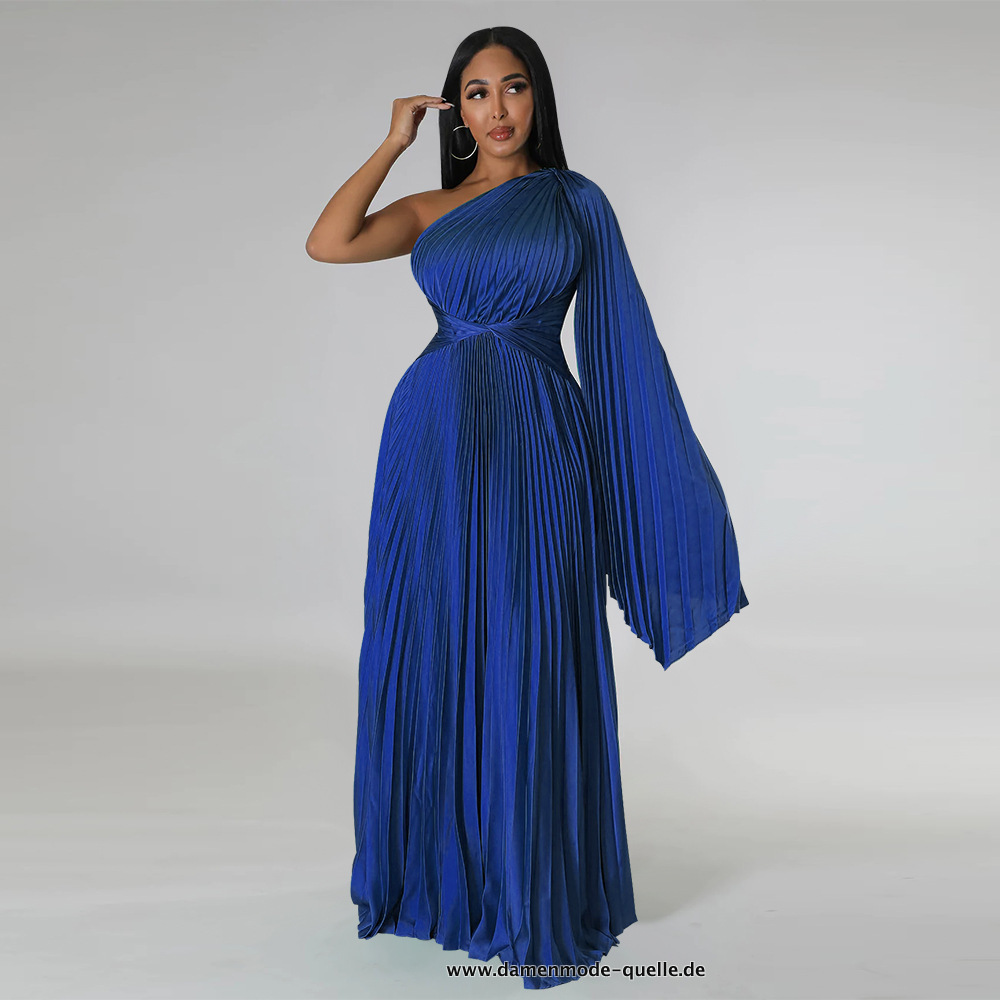 Seiden Kleid mit Arm Schärpe in Blau