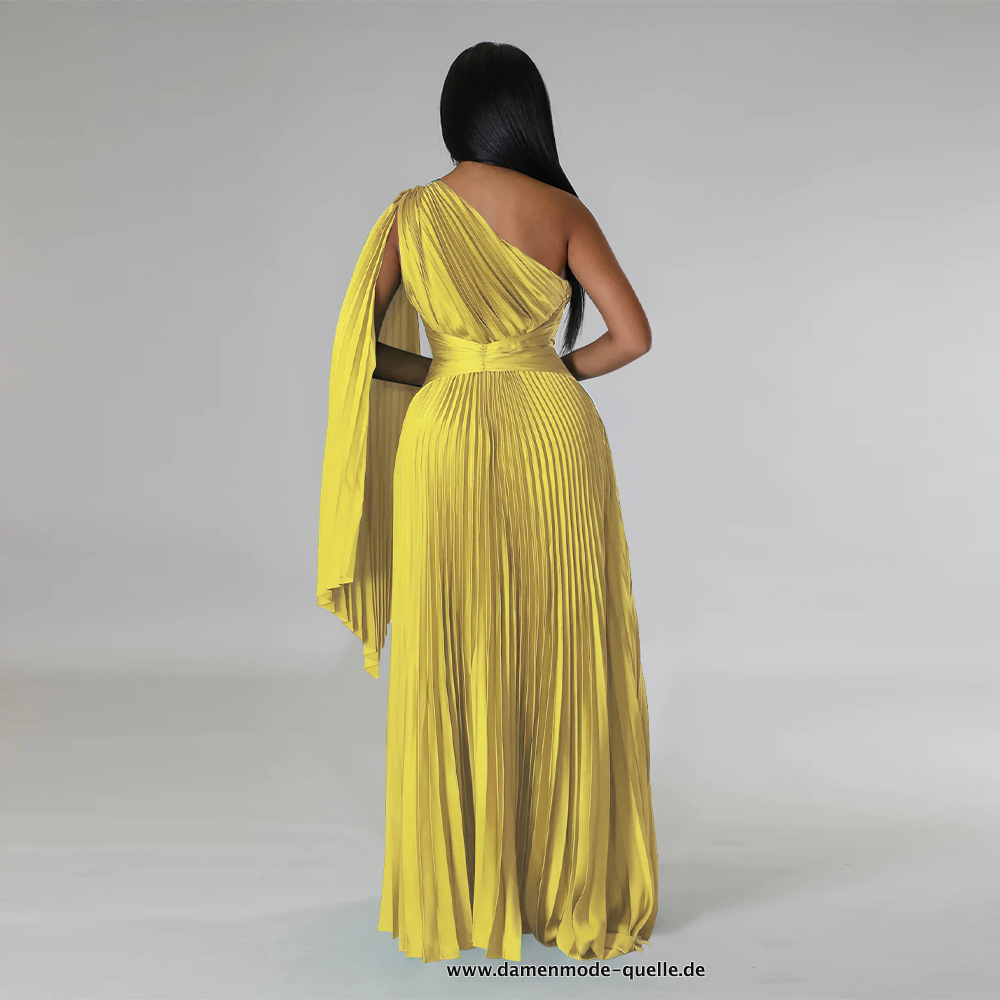 Seiden Kleid mit Arm Schärpe in Gelb