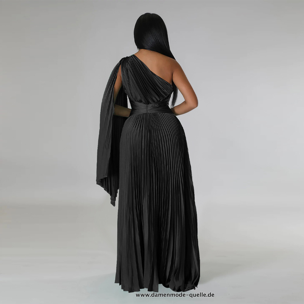 Seiden Kleid 2023 mit Arm Schärpe in Schwarz