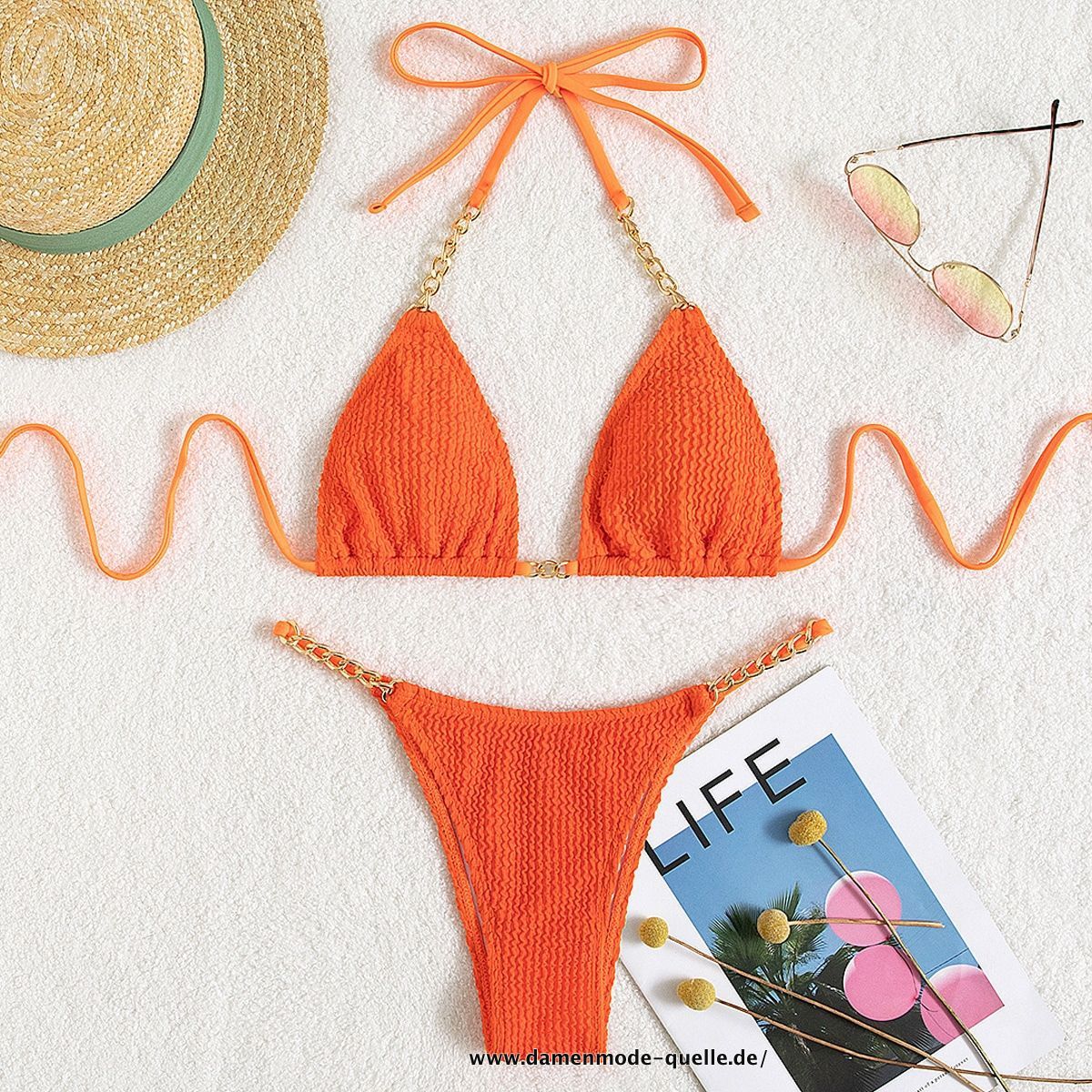 Sexy Bikini Set 2023 Damen Push-Up Badeanzug Sommer Strand Orange
