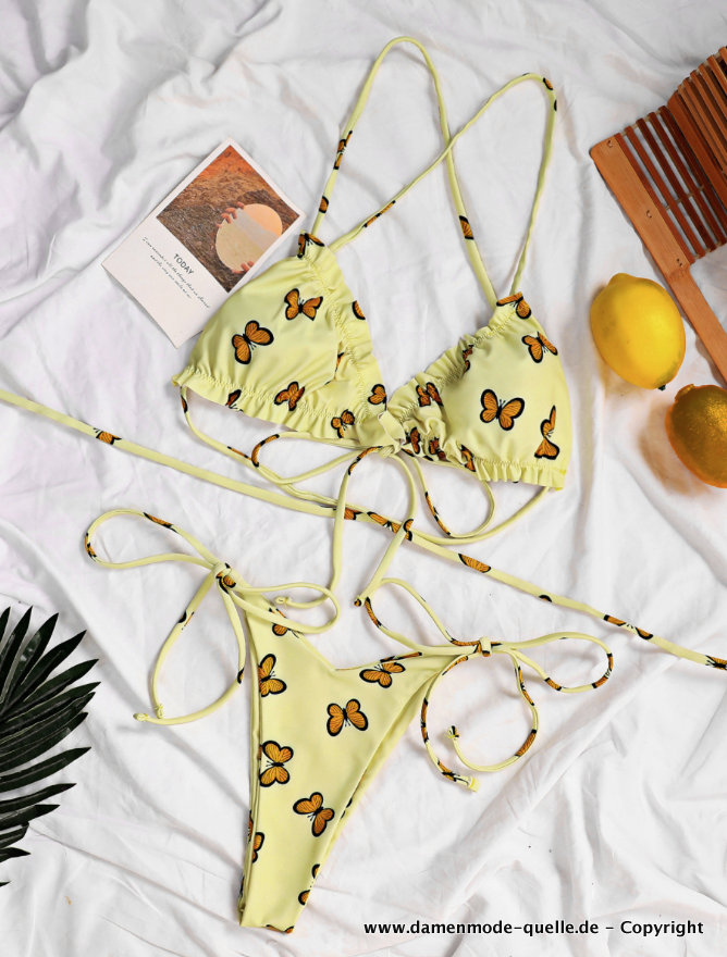 Sexy Bikini in Gelb mit Schmetterlinge