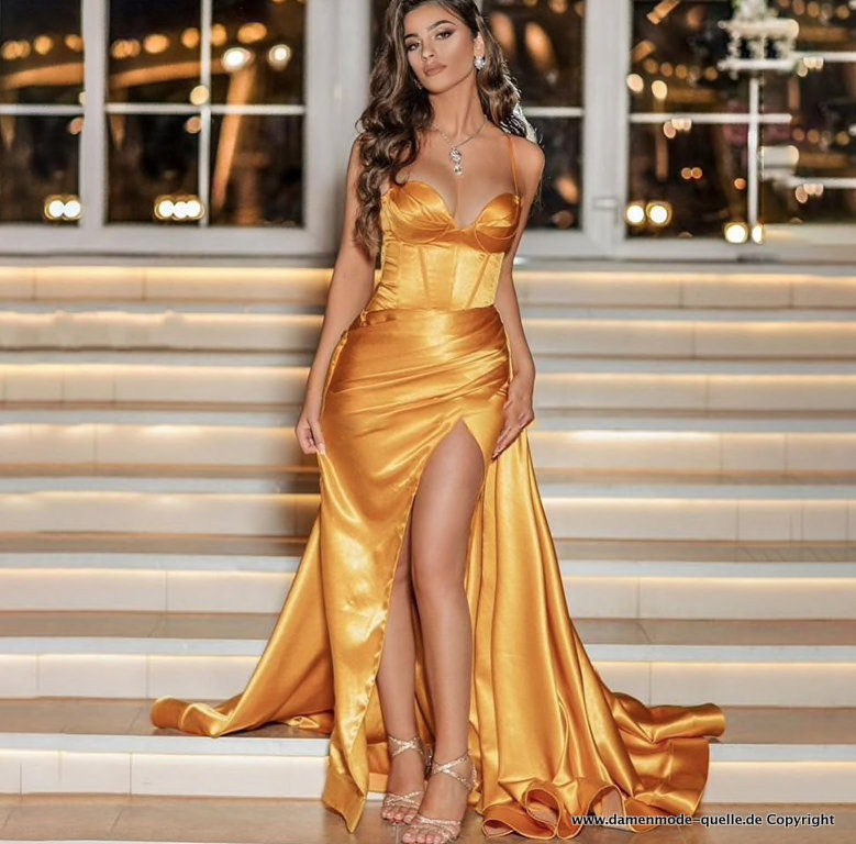 Sexy Mieder Cut Out Abendkleid in Gold