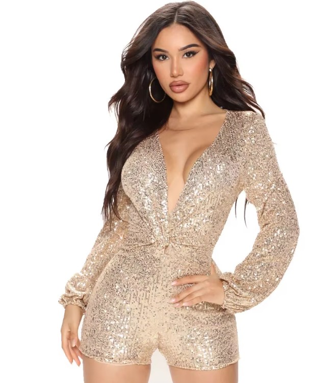 Sexy Mini Glitzer Etui Einteiler Daniekje Gold