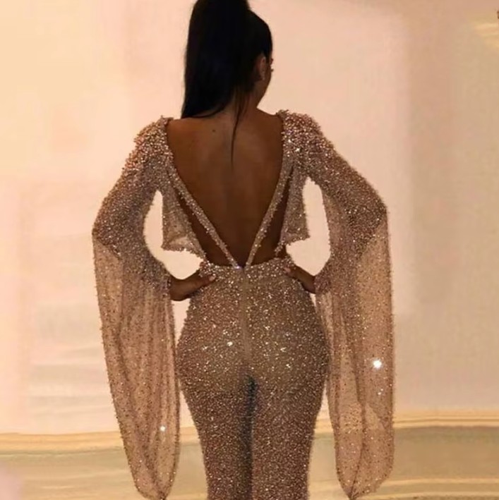 Sexy Pailletten Outfit Elanie Glitzer Zweiteiler für Damen
