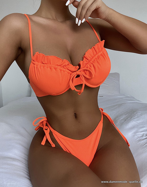Sexy Rüschen Bikini in Orange