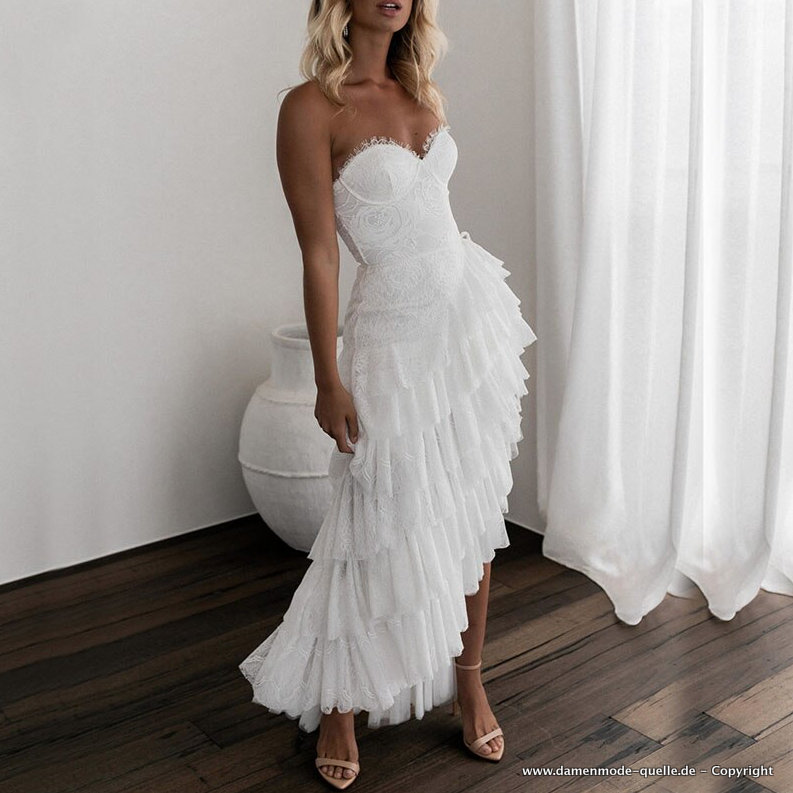 Sexy Sommerkleid Asymmetrisch in Weiß